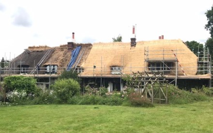 Half way through a re-thatch in Ringwood