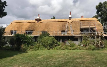 Finishing off the ridge in combed wheat reed