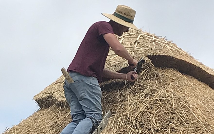 Finishing a ridge on a re-thatch